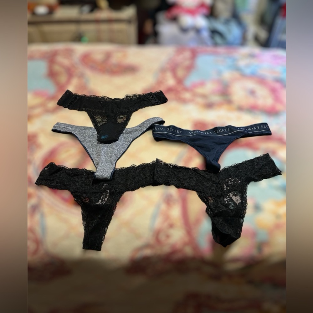 Victoria's Secret Lace Thong Set - Black and Gray